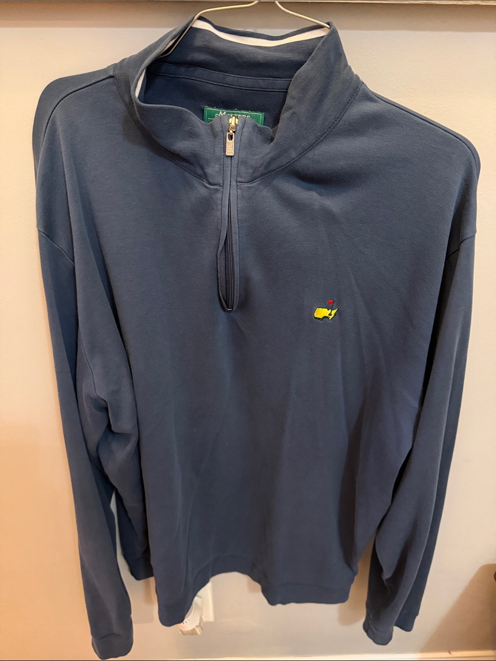 Peter Millar Slate Blue Quarter-Zip Pullover with Yellow Logo